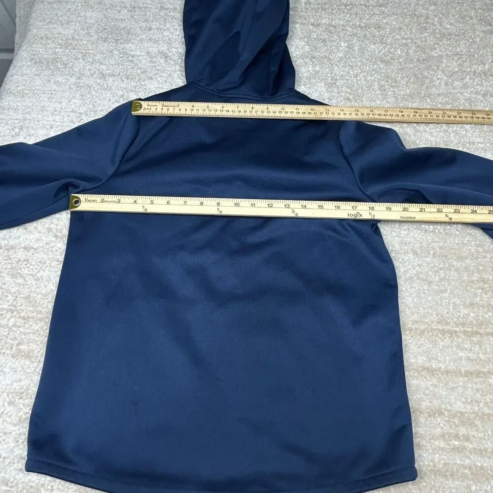 Swiss tech Jacket Youth XL Navy Hooded Fleece Lined Softshell Full Zip Pockets